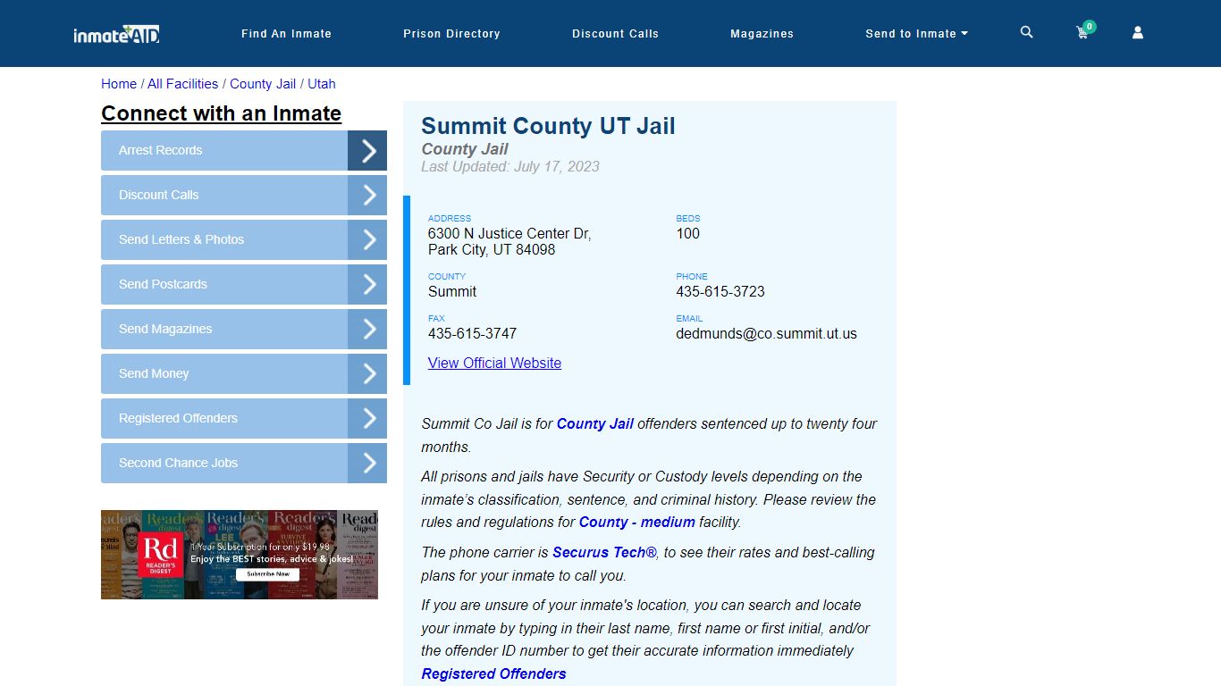 Summit County UT Jail - Inmate Locator