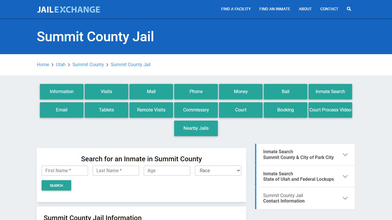 Summit County Jail Roster Lookup, UT, Inmate Search